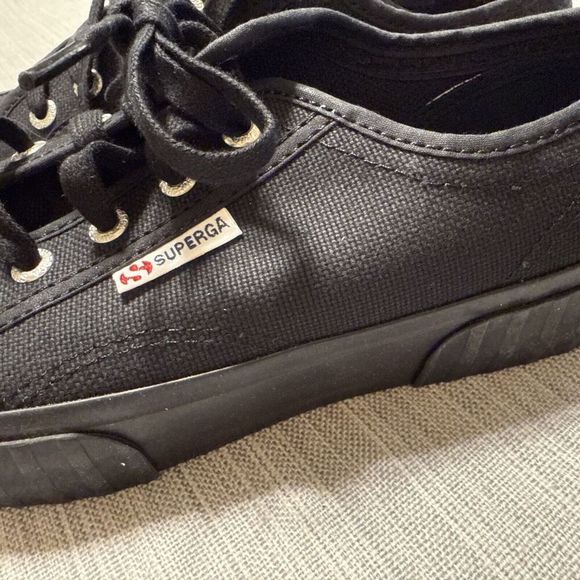 Superga Women's 7.5 Men 6  Stripe Sneaker Full Black 2630 - Picture 6 of 11